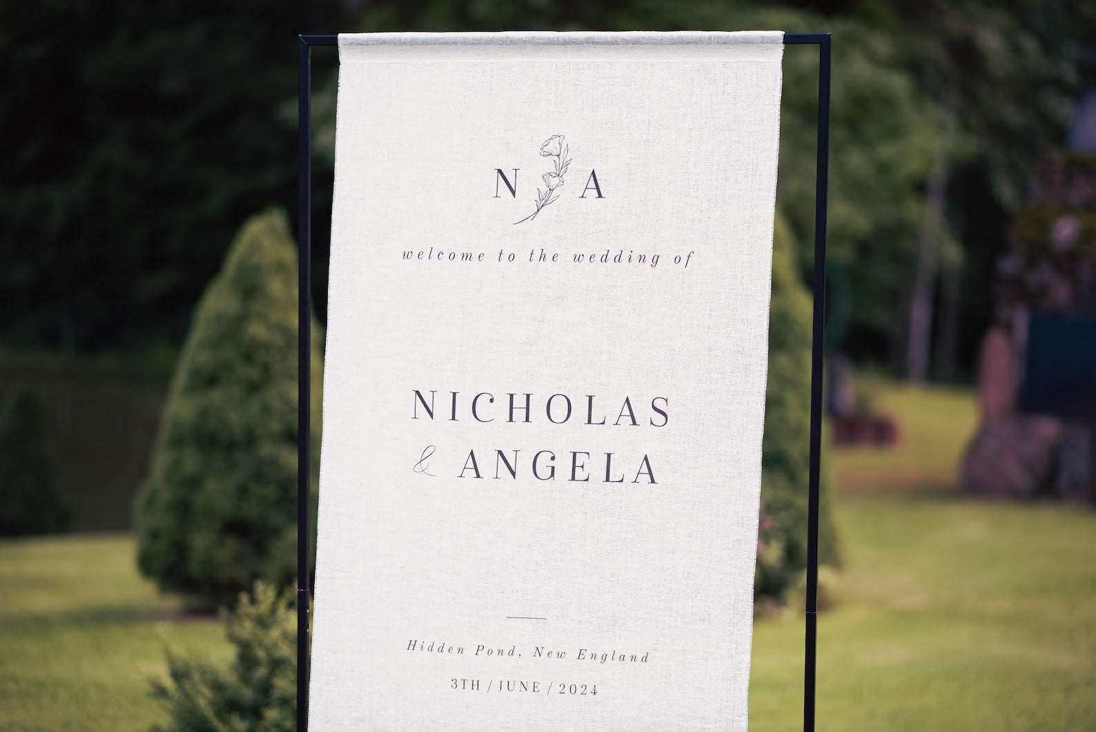Floral Wedding Welcome Sign "Nicholas & Angela"