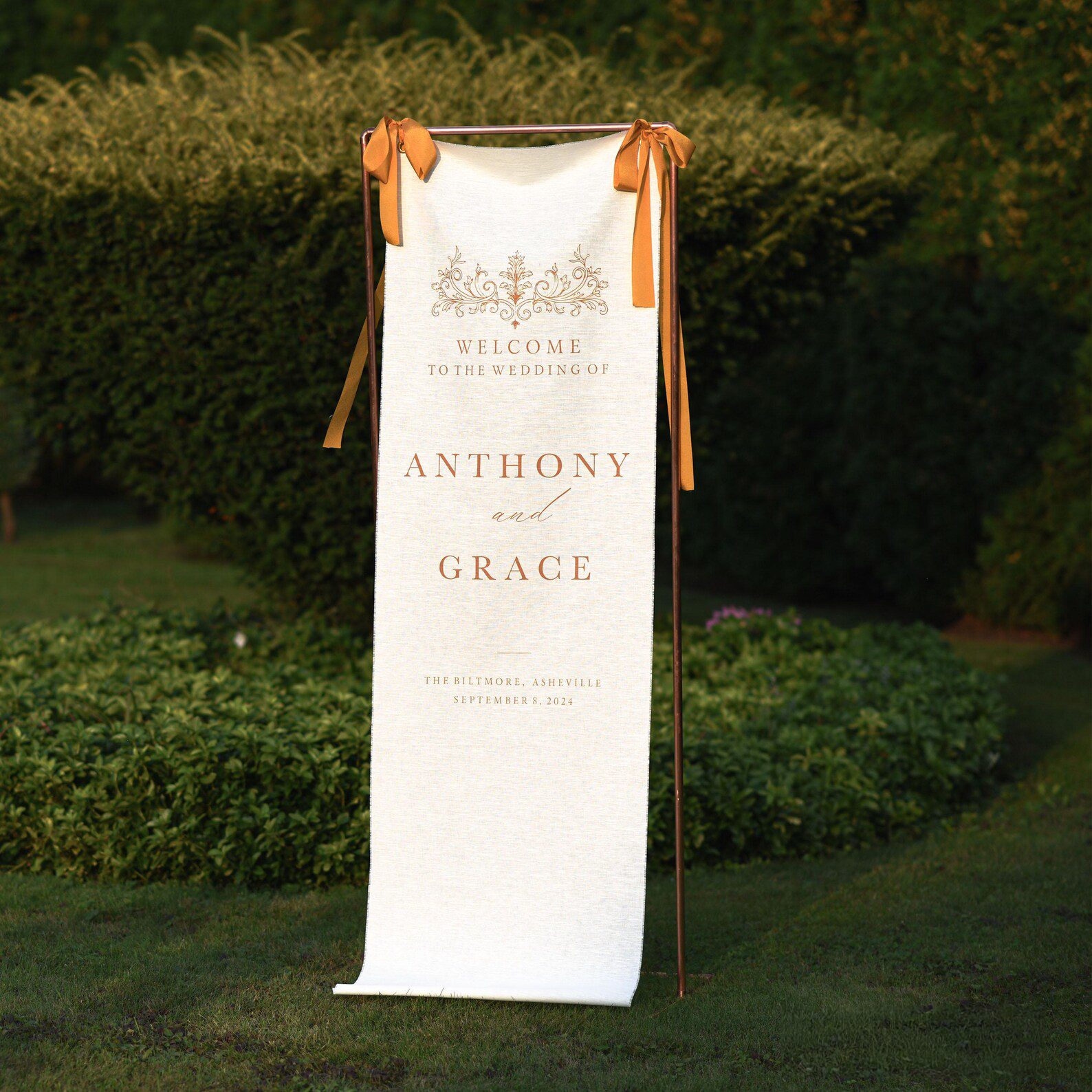 Regal Wedding Welcome Sign "Anthony and Grace"